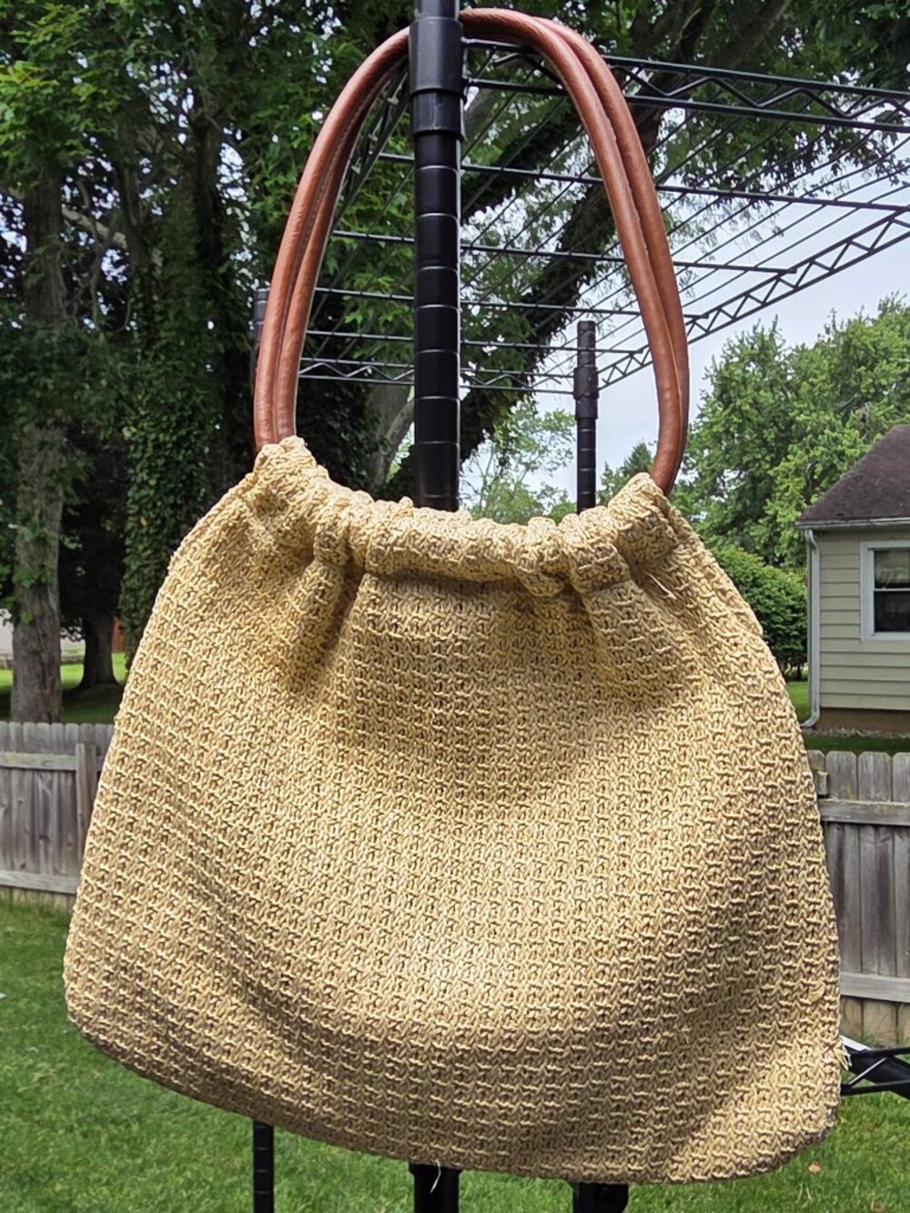Woven Raffia Light Yellow Purse Bag Bohemian Boho Beach Tote